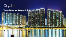  Presentation with apartment - Slides enhanced with apartment-building-in-hong-kong background and a navy blue colored foreground