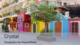  Presentation with apartment - Slides having apartment building in puerto vallarta background and a light gray colored foreground