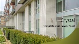  Presentation with area - Slide set consisting of apartment building in suburban area background and a light gray colored foreground