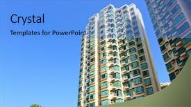  Presentation with high rise building - Slides enhanced with apartment building background and a light blue colored foreground