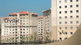  Presentation with apartment buildings - Audience pleasing slide set consisting of apartment buildings from residential backdrop and a mint green colored foreground
