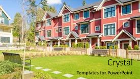  Presentation with apartment buildings - Colorful PPT theme enhanced with apartment buildings in vancouver canada backdrop and a yellow colored foreground