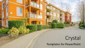  Presentation with apartment buildings - Presentation design featuring apartment buildings in vancouver canada background and a light gray colored foreground