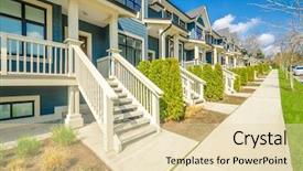  Presentation with apartment buildings - Beautiful presentation theme featuring apartment buildings in vancouver canada backdrop and a lemonade colored foreground