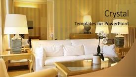  Presentation with old fashioned luxury and classic - Audience pleasing presentation theme consisting of apartment comfortable classic living room backdrop and a gold colored foreground