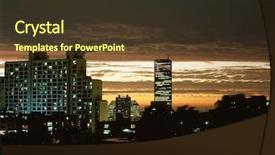  Presentation with city - Amazing theme having apartment complex - city of seoul backdrop and a tawny brown colored foreground