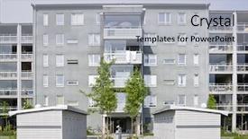  Presentation with residential - Audience pleasing PPT layouts consisting of apartment complex - view of a residential district backdrop and a light gray colored foreground