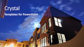  Presentation with complex - Presentation theme with apartment complex at night background and a navy blue colored foreground