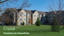 Presentation with complex - Audience pleasing slide deck consisting of apartment-complex-in-early-winter backdrop and a tawny brown colored foreground