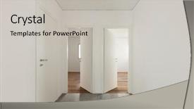  Presentation with apartment development - Amazing theme having apartment corridor with three doors backdrop and a light gray colored foreground