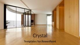  Presentation with apartment - Slides featuring apartment interior big empty room background and a gold colored foreground