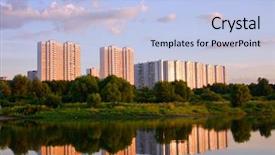  Presentation with dwelling - Slides having multistoried dwelling building background and a  colored foreground