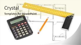  Presentation with crisis plan - Slides enhanced with apartment plan isolated on white background and a blonde colored foreground