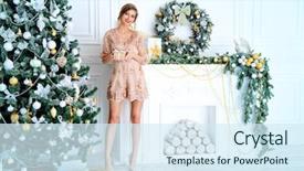  Presentation with apartments - Presentation having apartments decorated for christmas beauty background and a sky blue colored foreground