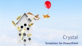  Presentation with apartments - PPT theme featuring apartments-for-friendly-living background and a sky blue colored foreground