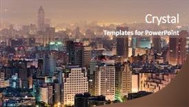  Presentation with apartments - Slide set having apartments in night taipei background and a coral colored foreground