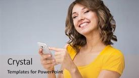  Presentation with yellow - Beautiful theme featuring ape - young woman wearing yellow shirt backdrop and a coral colored foreground