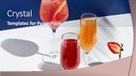  Presentation with summer party - Amazing presentation design having aperol-drink-and-bellini-cocktail backdrop and a navy blue colored foreground