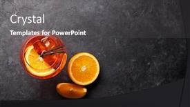  Presentation with cocktail - Beautiful slide set featuring aperol spritz cocktail glass on stone table top view with copy space flat lay backdrop and a dark gray colored foreground
