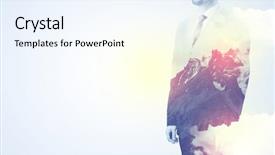  Presentation with businessman standing on mountain top - Presentation design consisting of apex - businessman standing and thinking background and a  colored foreground