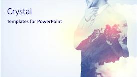  Presentation with thinking - PPT theme consisting of apex - businessman standing and thinking background and a  colored foreground