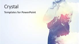  Presentation with thinking - Audience pleasing presentation consisting of apex - businessman standing and thinking backdrop and a sky blue colored foreground