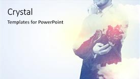  Presentation with thinking - Presentation having apex - businessman standing and thinking background and a sky blue colored foreground