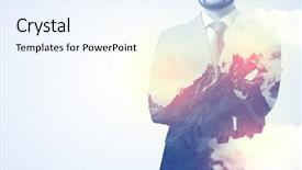  Presentation with businessman standing on mountain top - Colorful slide deck enhanced with apex - businessman standing and thinking backdrop and a sky blue colored foreground