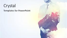  Presentation with businessman standing on mountain top - Colorful PPT theme enhanced with apex - businessman standing and thinking backdrop and a  colored foreground