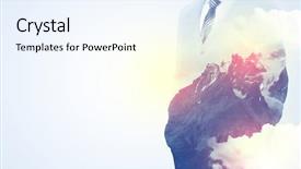  Presentation with thinking - PPT theme having apex - businessman standing and thinking background and a  colored foreground