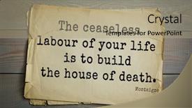  Presentation with philosopher - Audience pleasing slides consisting of aphorism - top-100 french writer and philosopher backdrop and a coral colored foreground