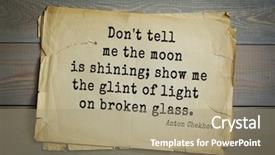  Presentation with shining light - Cool new slide deck with aphorism - top-50 the great russian writer backdrop and a coral colored foreground