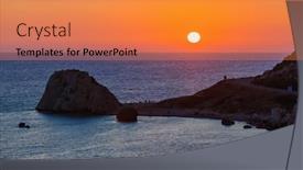  Presentation with rock - Audience pleasing PPT layouts consisting of aphrodite-rock-at-sunset-paphos backdrop and a gold colored foreground