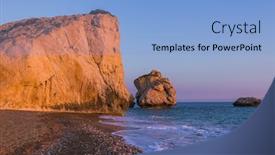  Presentation with rock - Colorful theme enhanced with aphrodite-rock-at-sunset-paphos backdrop and a light blue colored foreground