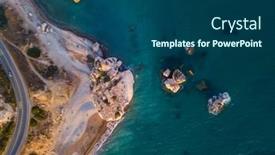  Presentation with rock - Beautiful theme featuring aphrodite-rock-at-sunset-paphos backdrop and a ocean colored foreground
