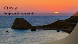  Presentation with rock - PPT theme consisting of aphrodite-rock-at-sunset-paphos background and a coral colored foreground