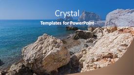  Presentation with rock - Colorful slide set enhanced with aphrodite-rock-paphos-cyprus-nature backdrop and a teal colored foreground