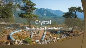  Presentation with hiking mountain - Presentation with apiary-with-many-bee-hives background and a violet colored foreground