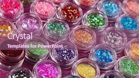  Presentation with laboratory cosmetic - Audience pleasing theme consisting of aplication - colorful brocade shiny cosmetic backdrop and a  colored foreground