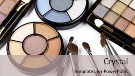  Presentation with make in india - Beautiful presentation theme featuring aplication - eyehadows collection make up backdrop and a  colored foreground