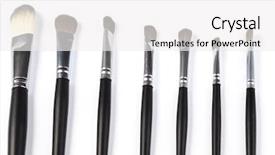 Presentation with brushes makeup - Presentation theme having aplication - set of professional makeup brushes background and a  colored foreground