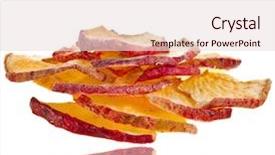  Presentation with dried vine fruit - Theme having aplle - sliced dried apple fruit isolated background and a lemonade colored foreground