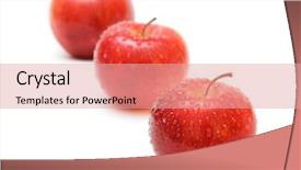  Presentation with water droplet drops on plant - Presentation design featuring three red aplles with water background and a coral colored foreground