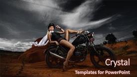  Presentation with top hat - Cool new presentation design with apocalyptic - steampunk woman in top hat backdrop and a wine colored foreground