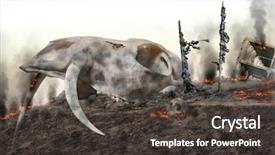  Presentation with skull - PPT theme with apocalyptic landscape skull siberian musk background and a dark gray colored foreground