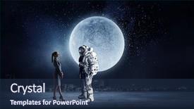  Presentation with space suit - Cool new presentation theme with apollo - space suit design mixed media backdrop and a ocean colored foreground