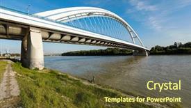  Presentation with danube - Beautiful presentation theme featuring apollo bridge on danube river backdrop and a tawny brown colored foreground