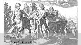  Presentation with engraving - PPT theme enhanced with apollo-hands-his-child-asclepius background and a light gray colored foreground