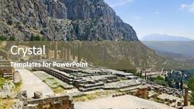  Presentation with archaeology - PPT theme featuring apollo temple in delphi background and a coral colored foreground