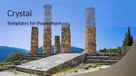  Presentation with archaeology - Slides having apollo temple in delphi background and a light blue colored foreground